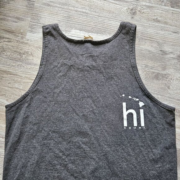 Hawaii Islands "Hi Kauai" Graphic Tank Top Large Gray Beach Vintage Muscle - Picture 10 of 14